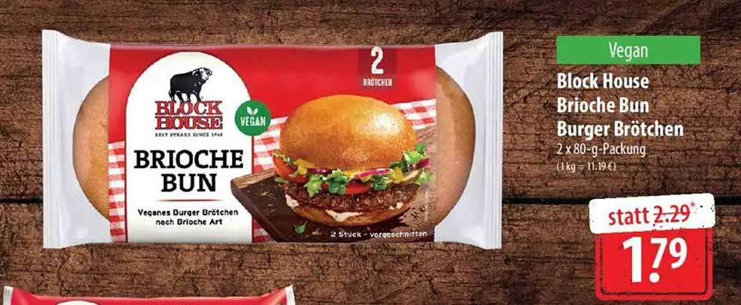 Block House Brioche Bun Burger Brötchen 2 x 80-g-Packung