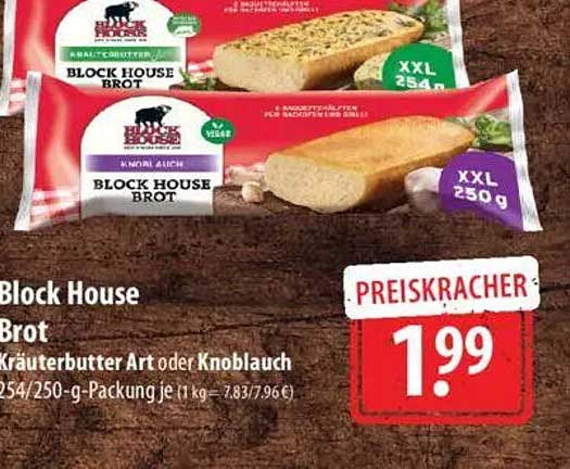 Block House Brot - Kräuterbutter Art oder Knoblauch