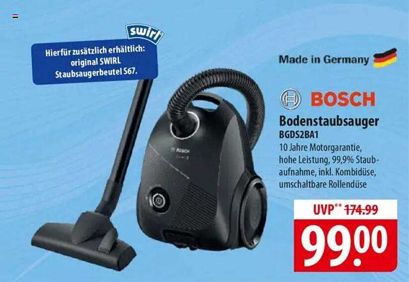 Bodenstaubsauger BOSCH BGDS2BA1 - 10 Jahre Motorengarantie