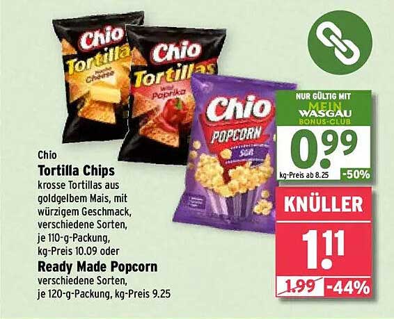 Chio Tortilla Chips und Ready Made Popcorn