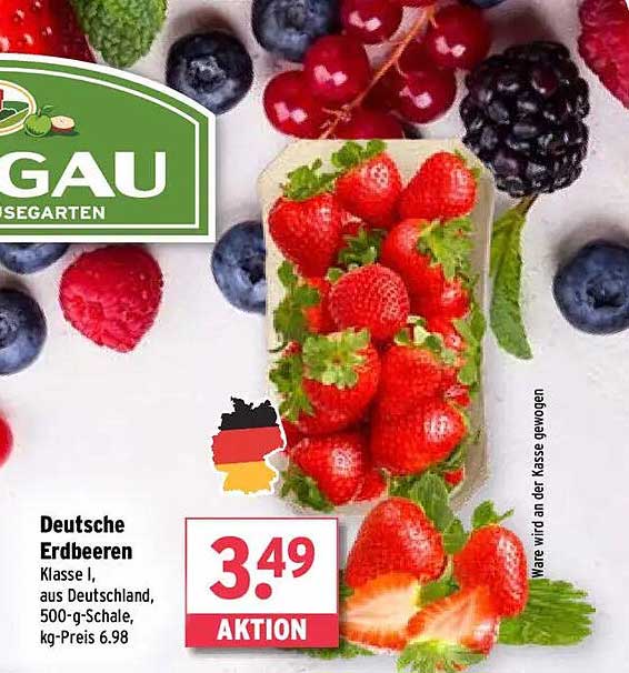 Deutsche Erdbeeren Klasse I, aus Deutschland, 500-g-Schale