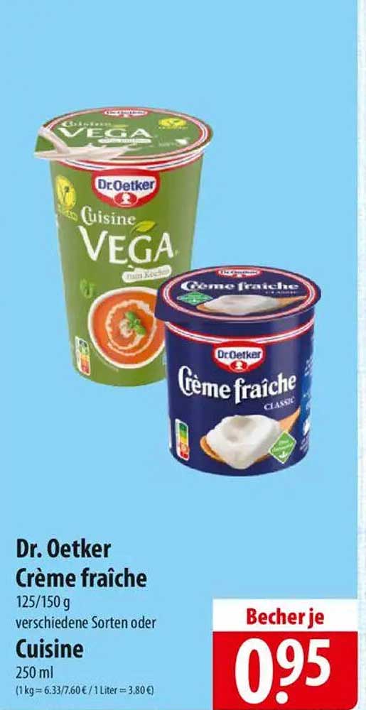 Dr. Oetker Crème fraîche 125/150 g verschiedene Sorten oder Cuisine 250 ml