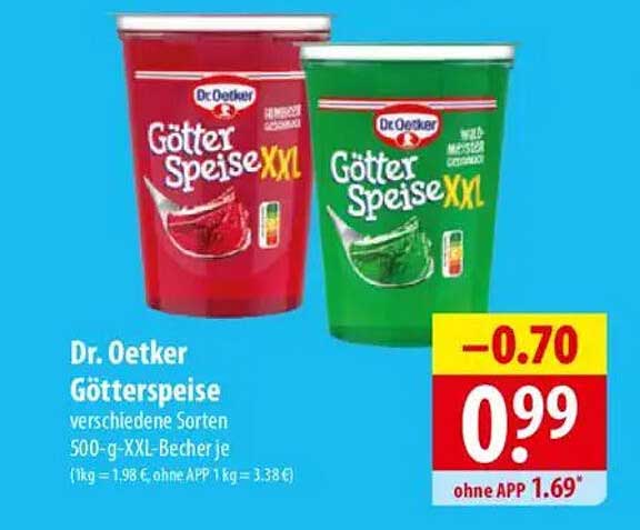 Dr. Oetker Götterspeise verschiedene Sorten 500-g-XXL-Becher