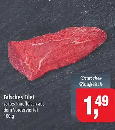 Falsches Filet zartes Rindfleisch aus dem Vorderviertel 100 g