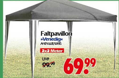 Faltpavillon »Venedig« Anthrazit/Weiß 2x2 Meter