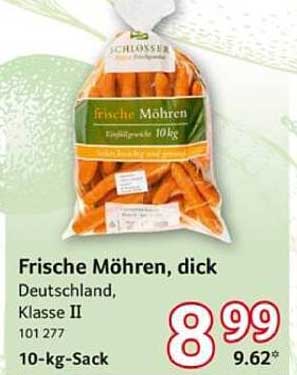 Frische Möhren, dick, Deutschland, Klasse II - 10-kg-Sack