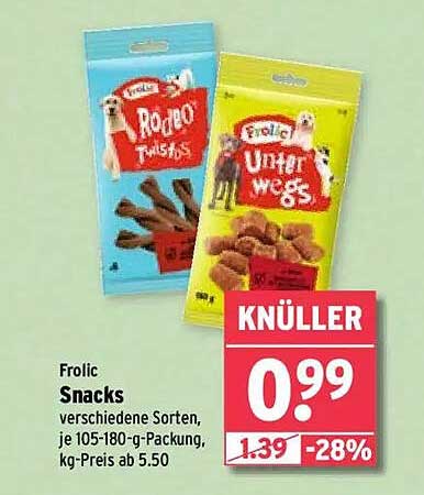 Frolic Snacks - Verschiedene Sorten, je 105-180 g-Packung