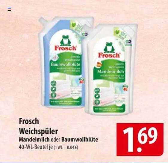 Frosch Weichspüler Mandelmilch oder Baumwollblüte