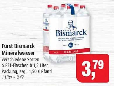Fürst Bismarck Mineralwasser - 6 PET-Flaschen à 1,5 Liter