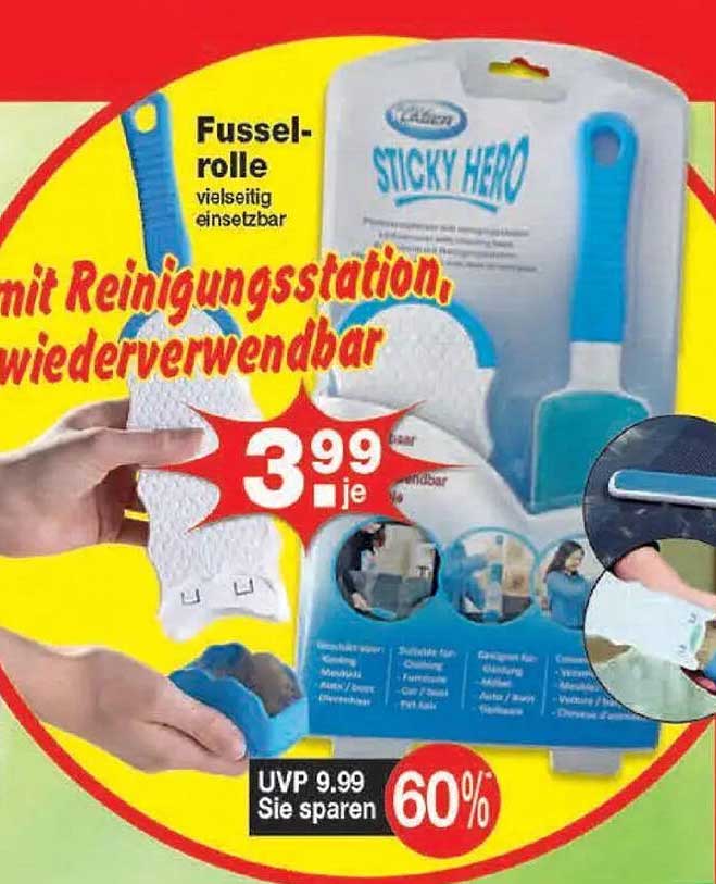 Fusselrolle mit Reinigungsstation, wiederverwendbar