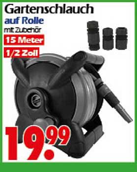 Gartenschlauch auf Rolle mit Zubehör 15 Meter 1/2 Zoll