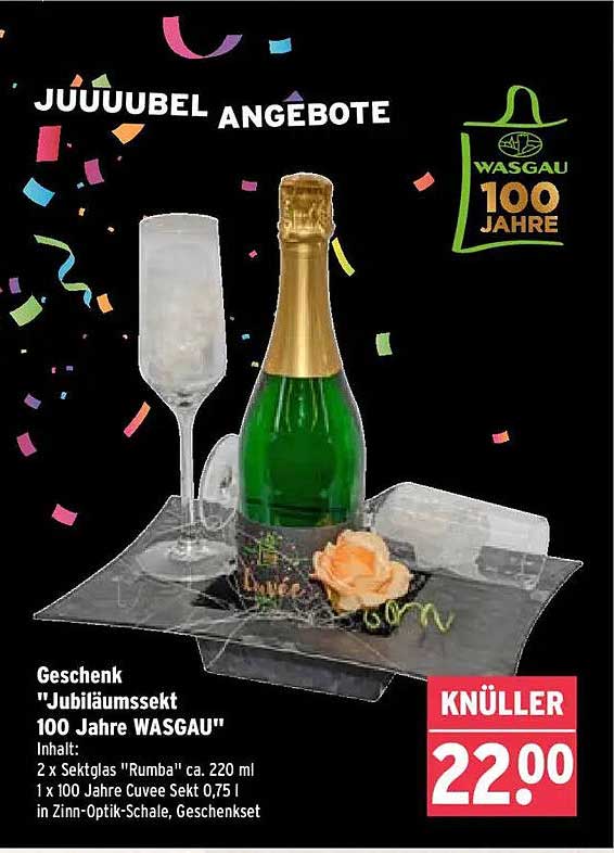Geschenk 'Jubiläumssekt 100 Jahre WASGAU'