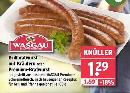 Grillbratwurst mit Kräutern oder Premium-Bratwurst
