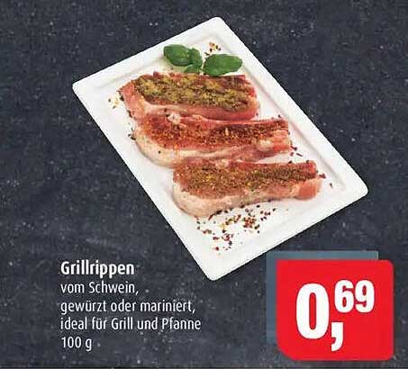 Grillrippen vom Schwein, gewürzt oder mariniert, ideal für Grill und Pfanne