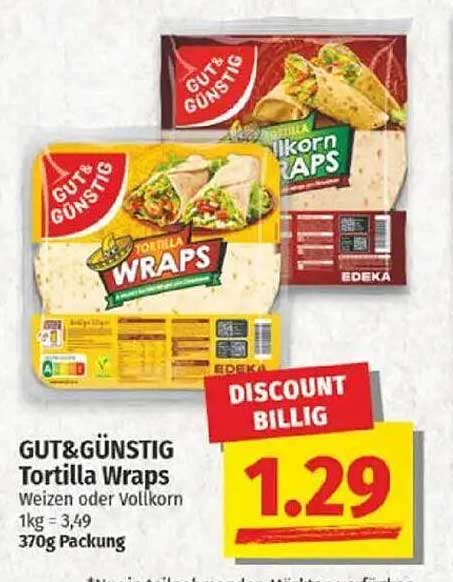 GUT&GÜNSTIG Tortilla Wraps Weizen oder Vollkorn