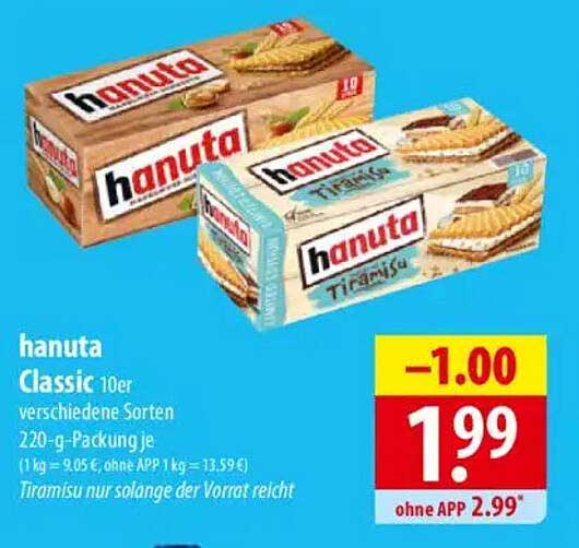 hanuta Classic 10er verschiedene Sorten 220-g-Packung