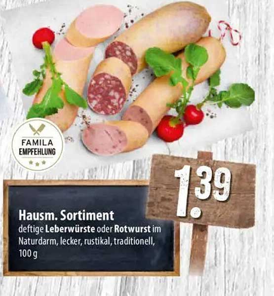 Hausm. Sortiment - Deftige Leberwürste oder Rotwurst im Naturdarm, 100 g