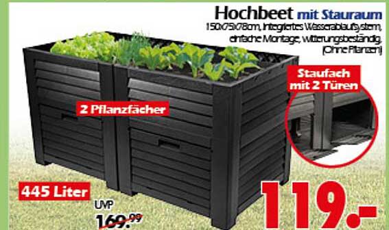 Hochbeet mit Stauraum 150/75/78 cm