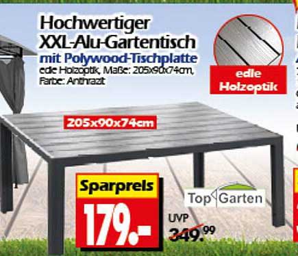 Hochwertiger XXL-Alu-Gartentisch mit Polywood-Tischplatte