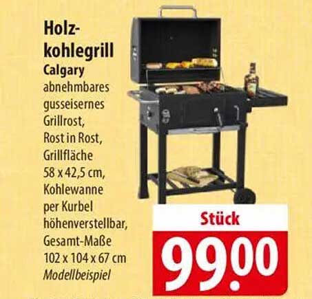 Holzkohlegrill Calgary – abnehmbares gusseisernes Grillrost