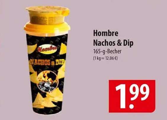 Hombre Nachos & Dip 165-g-Becher