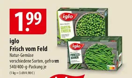 iglo Frisch vom Feld - Natur-Gemüse verschiedene Sorten, gefroren