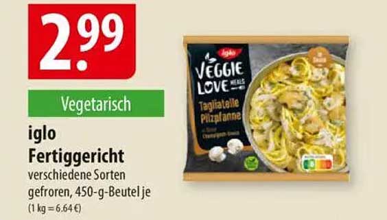 iglo Veggie Love Fertiggericht - Tagiatelle Pilzpfanne, 450 g