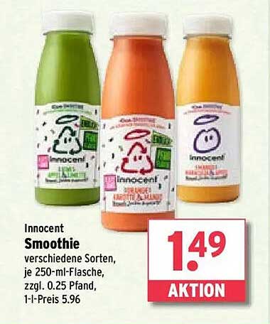 Innocent Smoothie - verschiedene Sorten, je 250-ml-Flasche