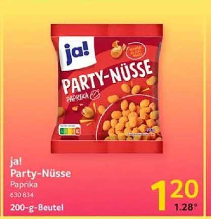 ja! Party-Nüsse Paprika 200-g-Beutel