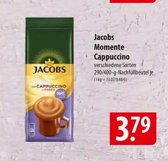 Jacobs Momente Cappuccino verschiedene Sorten 290/400-g-Nachfüllbeutel je
