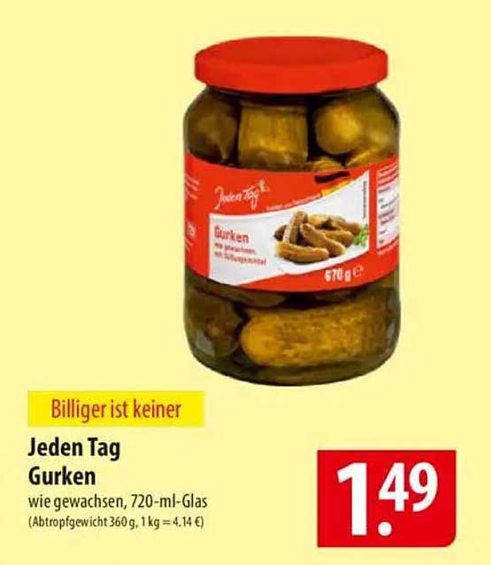 Jeden Tag Gurken 720-ml-Glas