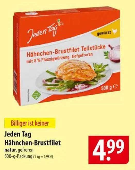 Jeden Tag Hähnchen-Brustfilet Teilstücke, natur, gefroren