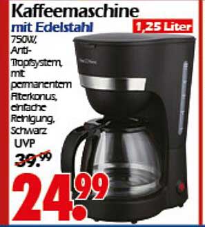 Kaffeemaschine mit Edelstahl 1,25 Liter