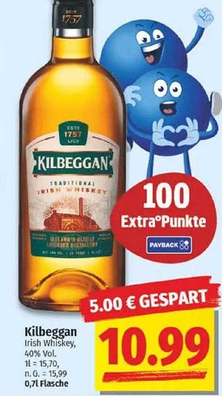 Kilbeggan Irish Whiskey, 0,7l Flasche