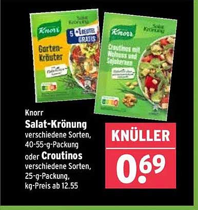 Knorr Salat-Krönung und Croutinos verschiedene Sorten