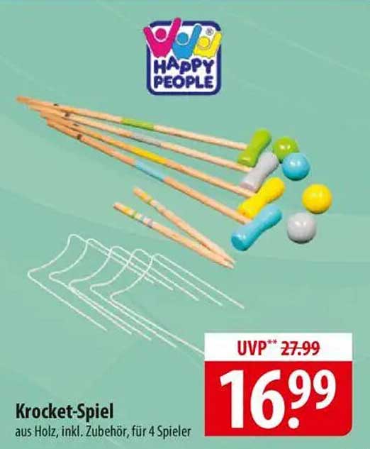 Krocket-Spiel aus Holz, inkl. Zubehör, für 4 Spieler