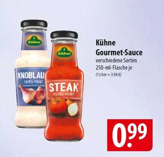 Kühne Gourmet-Sauce verschiedene Sorten 250-ml-Flasche je
