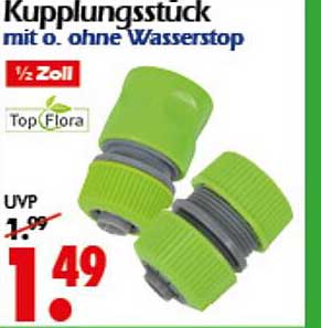 Kupplungsstück mit o. ohne Wasserstop ½ Zoll