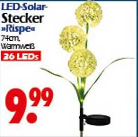 LED-Solar-Stecker »Rispe« 74cm, Warmweiß, 26 LEDs