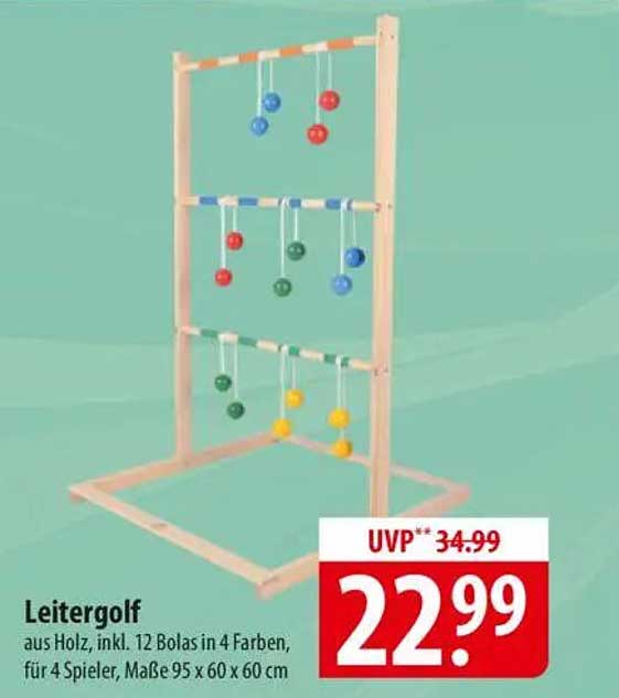 Leitergolf aus Holz - Inkl. 12 Bolas in 4 Farben, für 4 Spieler