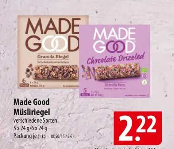 Made Good Müsliriegel verschiedene Sorten