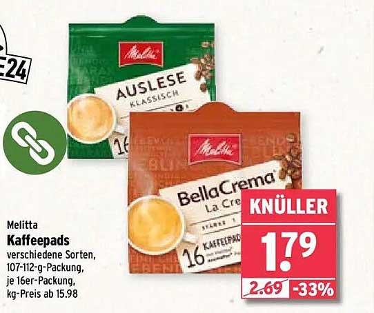 Melitta Kaffeepads verschiedene Sorten, 107-112-g-Packung