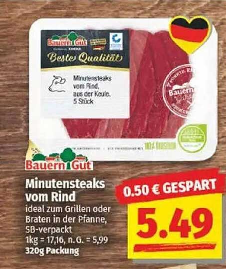 Minutensteaks vom Rind