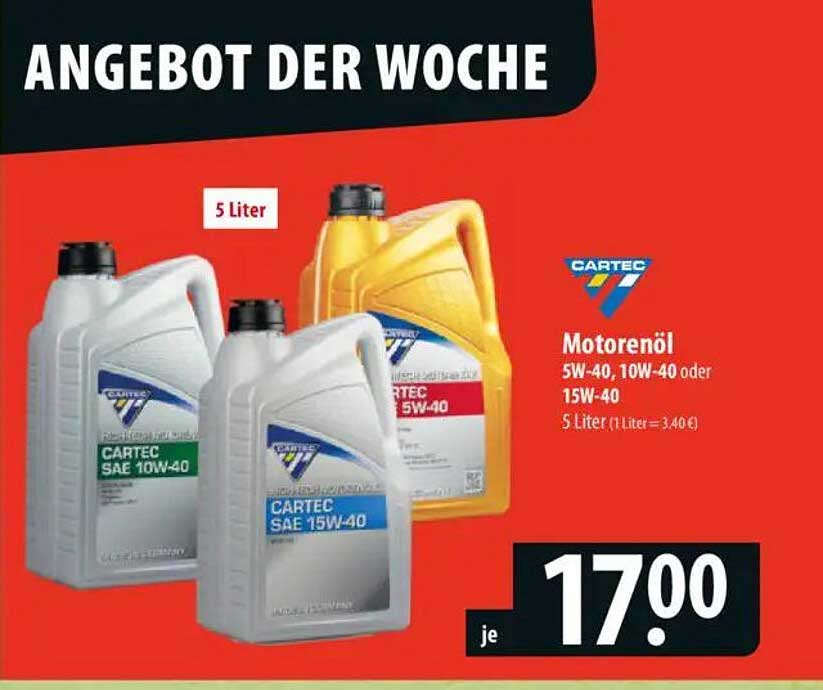 Motoröl 5W-40, 10W-40 oder 15W-40, 5 Liter