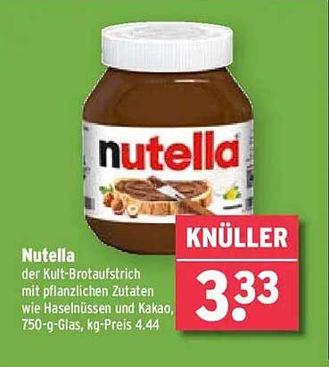 Nutella 750 g - Kult-Brotaufstrich mit Haselnüssen und Kakao