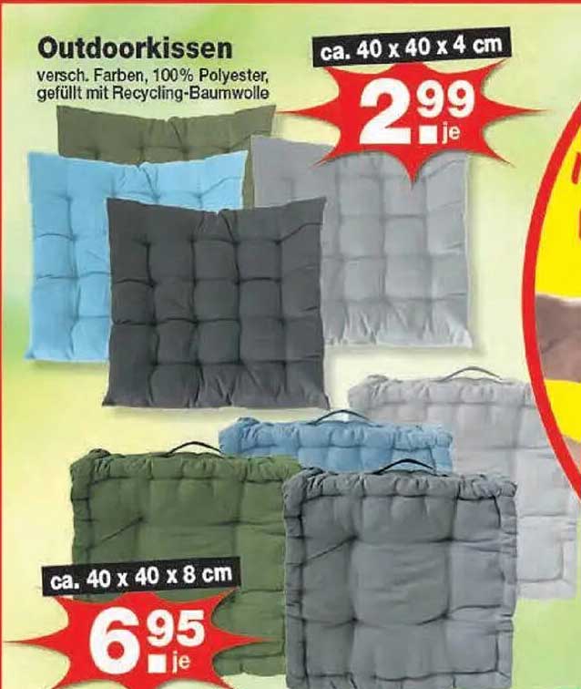 Outdoor-Kissen in verschiedenen Farben