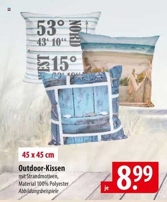 Outdoor-Kissen mit Strandmotiven 45 x 45 cm