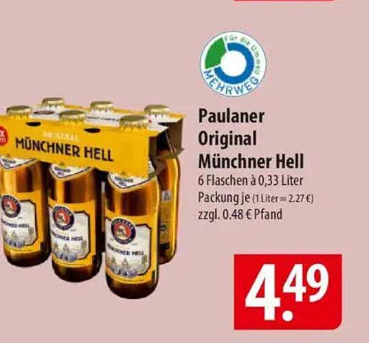 Paulaner Original Münchner Hell - 6 Flaschen á 0,33 Liter