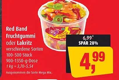 Red Band Fruchtgummi oder Lakritz verschiedene Sorten 100-500 Stück