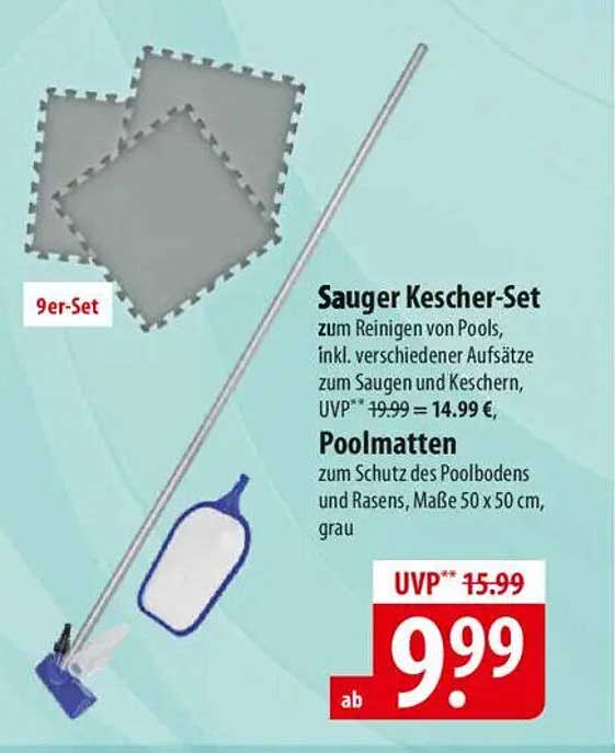 Sauger Kescher-Set zum Reinigen von Pools
